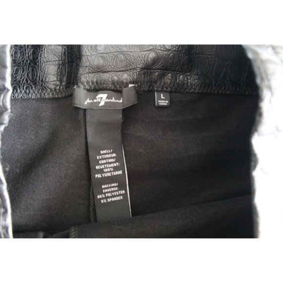 7 For All Mankind High Rise Croc Embossed Faux Leather Leggings Black Size Large - Picture 5 of 5